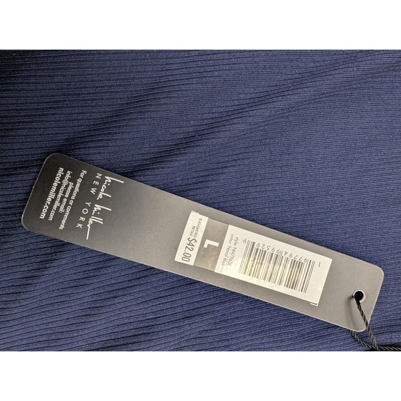 Nicole Miller Button Down Night Shirt Dress Pajamas Womens L Naval Blue NEW NWT - Picture 6 of 7